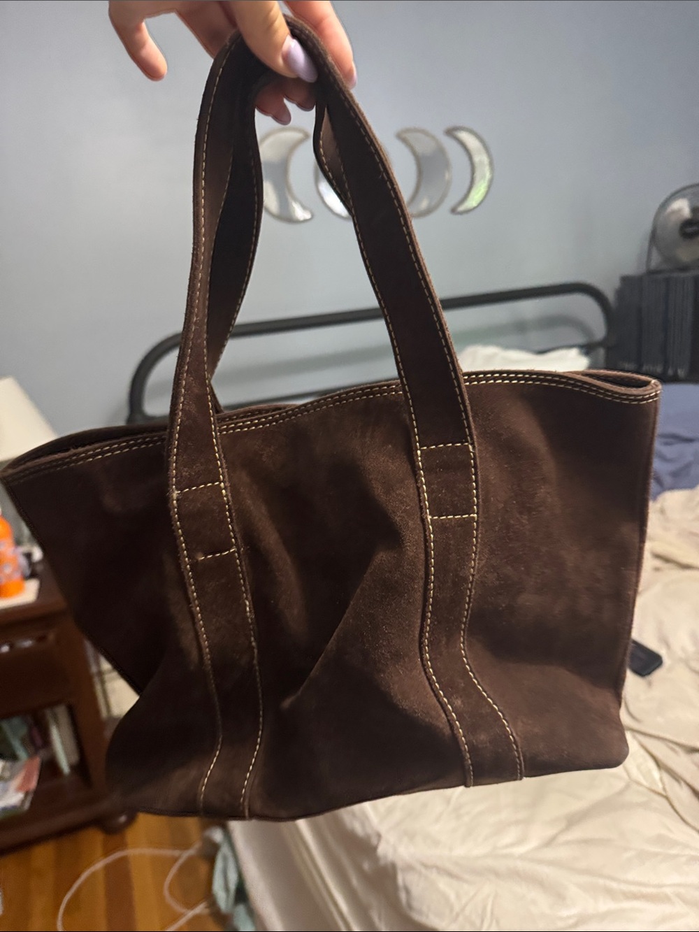 Brown Suede Tote Bag - Womens Bags